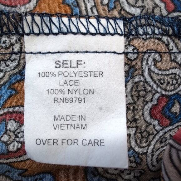 fig and flower Multi-Color Semi-Sheer Top, Size Large, Boho, Lightweight - Picture 6 of 8